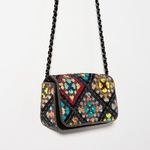 Anthropologie Sequin Beaded Black Crossbody